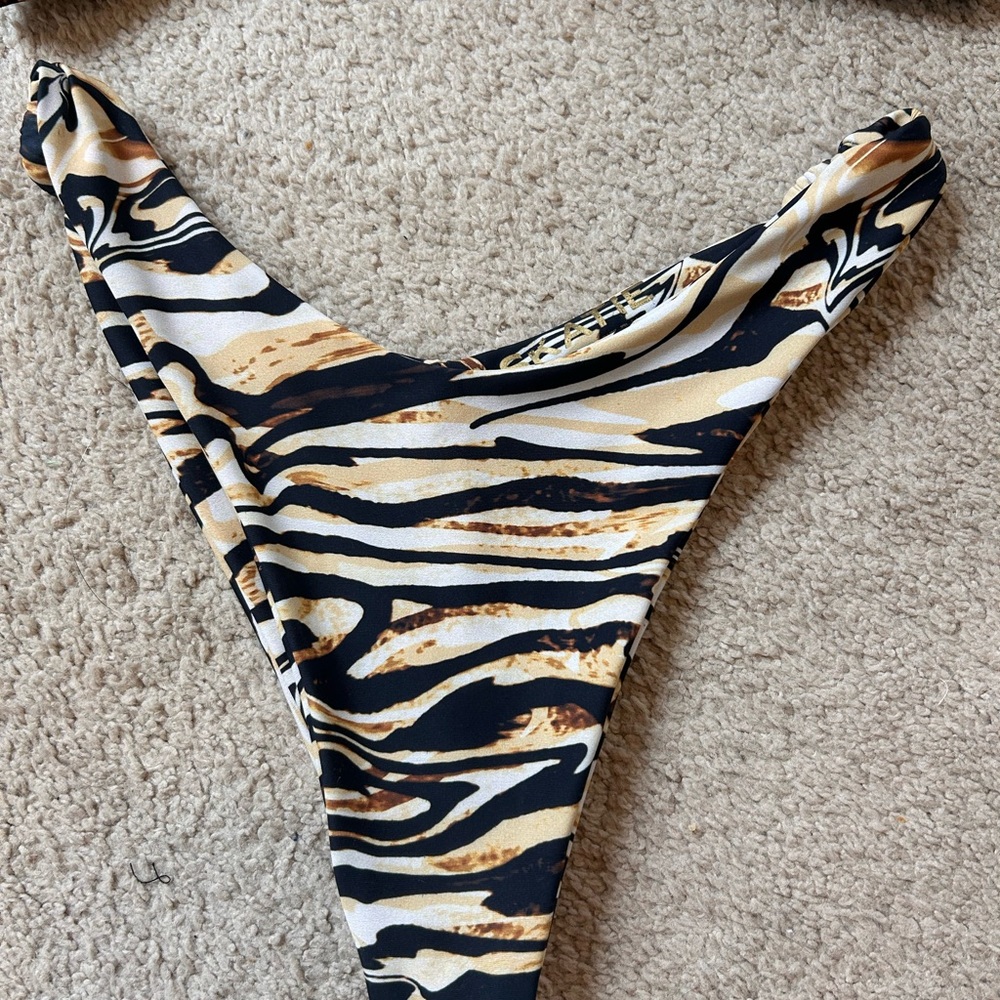 Skatie Zebra Print Bikini - Black and Tan - Picture 2 of 6